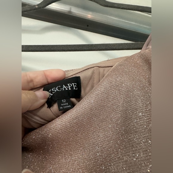 Xscape Elegant Off-Shoulder Blush Glitter Dress - Picture 9 of 9